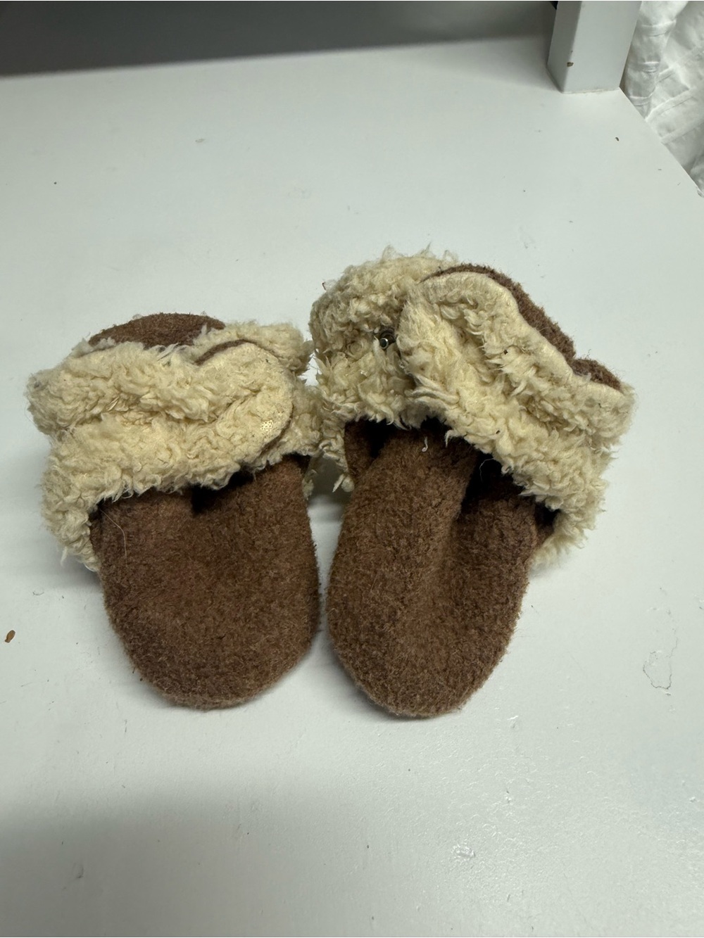 Cozy Brown and Cream Sherpa Kids Slippers